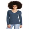 District Women's Perfect Tri Long Sleeve V-Neck Tee DT135 Navy Frost view 1
