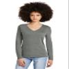 District Women's Perfect Tri Long Sleeve V-Neck Tee DT135 Heathered Charcoal view 1