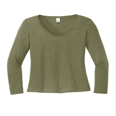 District Women's Perfect Tri Long Sleeve V-Neck Tee DT135