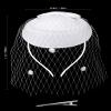 1920s Vintage Fascinators Hats Pillbox Hat with Veil Top Hat for Women Cocktail Tea Party Wedding Halloween Christmas White view 4