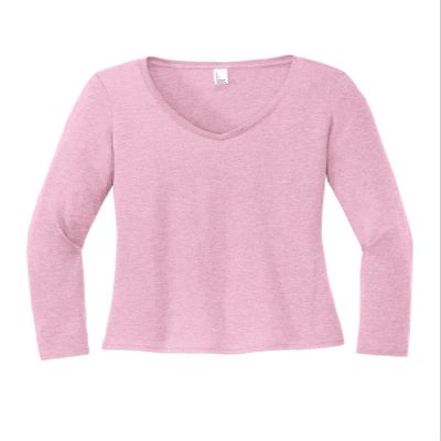 District Women's Perfect Tri Long Sleeve V-Neck Tee DT135