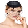 Bniksok 1920s Vintage Fascinators Hats Pillbox Hat with Veil Top Hat for Women Cocktail Tea Party Wedding Halloween Christmas view 1