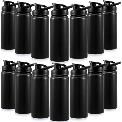 Gandeer 14 Pcs Aluminum Water Bottle 17 Oz Bike Bottles with Snap Lid Reusable Easy Carry Sports cups for Camping Hiking(Black)