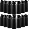 Gandeer 14 Pcs Aluminum Water Bottle 17 Oz Bike Bottles with Snap Lid Reusable Easy Carry Sports cups for Camping Hiking(Black) view 1