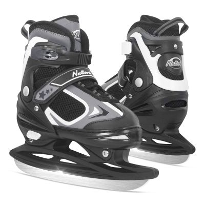 Nattork Ice Skates Shoes for Boys, Youth and Women, Soft Padding and Reinforced Ankle Support Black Boy Ice Hockey Adjustable Skates for Outdoor and Rink 5-8 US