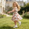 AGQT Toddler Girls Summer Off Shoulder Floral Dress Boho Princess Chiffon Ruffle Sundress for Beach Wedding Vacation Red Flower on White 2-3T view 4