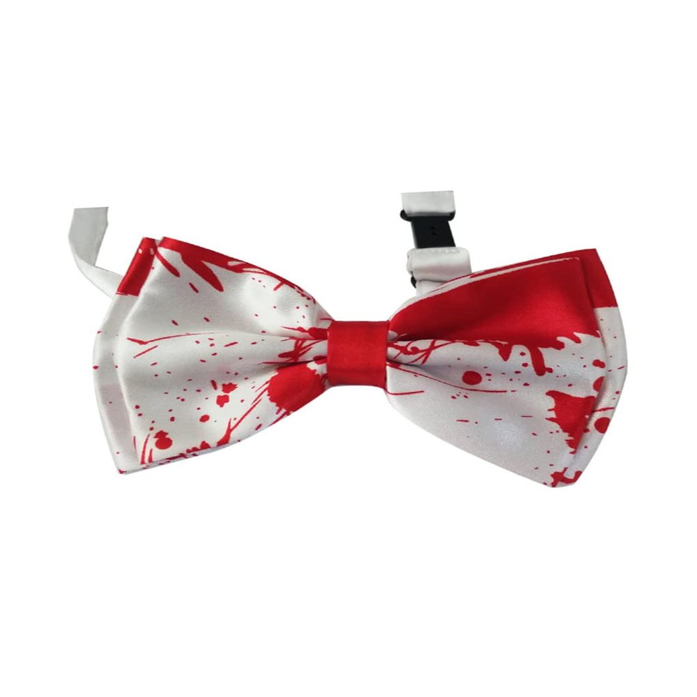 BHWH08 Bow Ties for Men - Blood Red & White Halloween Bow Tie-A