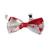 BHWH08 Bow Ties for Men - Blood Red & White Halloween Bow Tie-A view 1