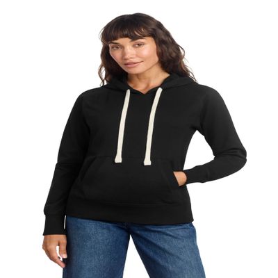 District Womens Re-Fleece Hoodie, 100% Recycled Midweight Sweatshirt M Black