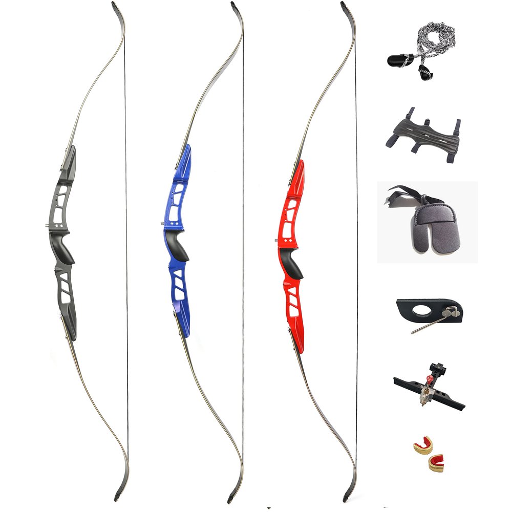 66 Inch ILF Recurve Bow 20-40Lbs Metal Riser Competition Athletic Recurve Bow Right Hand Hunting Bow, ILF Bow Riser and Limbs (32 Lbs, Black/Type 1)