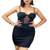BYDIVA Sexy Club Outfits for Women, Lace Mesh Sheer Bodycon See Through Pencil Mini Dress Summer Black Small view 1