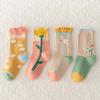 Baby Infants Toddlers Girls Mid Calf Length Socks 4 Pairs Kids Antislip Long Stockings Ruffled (Yellow, 5-8 Years) view 3