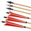 limaity 31inch Archery Wooden Arrows Traditional Hunting Arrows Target Arrow 5" Natural Turkey Feathers for Recurve Bow Longbow Outdoor Shooting (Red, 12) view 1