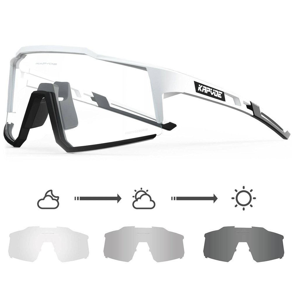 KAPVOE Photochromic Cycling Glasses MTB Clear Mountain Bike Transition Bicycle Sunglasses for Men Women - K9022