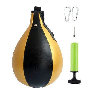 rockible Boxing Speed Bag Hanging Punch Bag Speedball Fitness Fighting, Black Gold