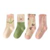 Baby Infants Toddlers Girls Mid Calf Length Socks 4 Pairs Kids Antislip Long Stockings Ruffled School (Pink, 8-12 Years) view 1