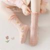 Baby Infants Toddlers Girls Mid Calf Length Socks 4 Pairs Kids Antislip Long Stockings Ruffled School (Pink, 8-12 Years) view 4