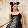 A Miaow 3D Black Mouse Sequin Ears Headband MM Glitter Butterfly Hair Clasp Park Supply Adults Women Photo Accessory (Black and Rainbow) view 2