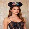 A Miaow 3D Black Mouse Sequin Ears Headband MM Glitter Butterfly Hair Clasp Park Supply Adults Women Photo Accessory (Black and Rainbow) view 3