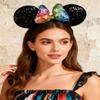 A Miaow 3D Black Mouse Sequin Ears Headband MM Glitter Butterfly Hair Clasp Park Supply Adults Women Photo Accessory (Black and Rainbow) view 4