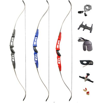 66 Inch ILF Recurve Bow 20-40Lbs Metal Riser Competition Athletic Recurve Bow ILF Bow Riser and Limbs Right Hand Hunting Longbow (20 Lbs, Black/Type 1)