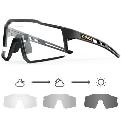 KAPVOE Photochromic Cycling Glasses MTB Clear Mountain Bike Transition Bicycle Sunglasses for Men Women - K9022