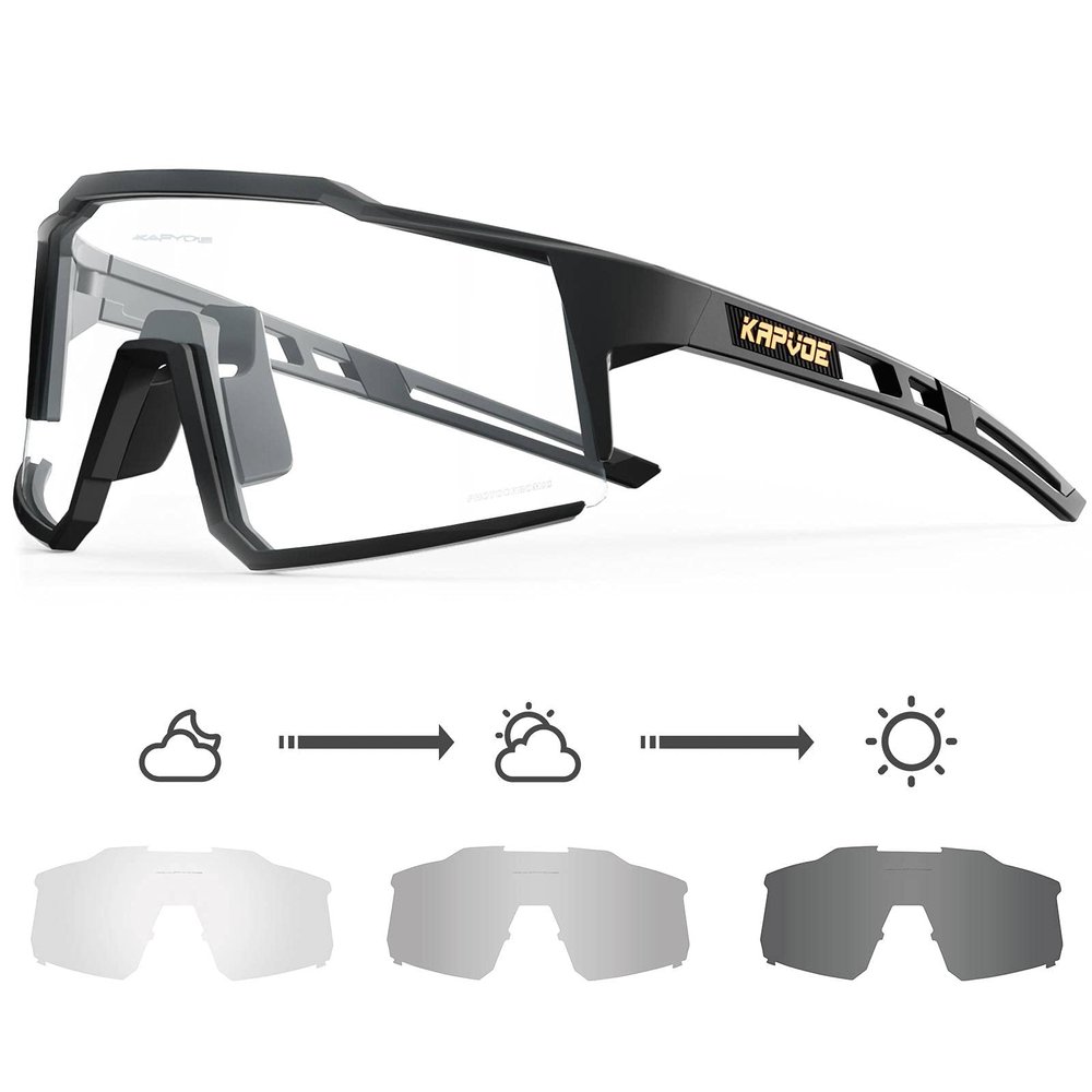 KAPVOE Photochromic Cycling Glasses MTB Clear Mountain Bike Transition Bicycle Sunglasses for Men Women - K9022