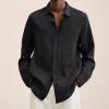 Ymosrh Vacation Shirt, Dress Shirts for Men White Dress Shirts Mens Pack of T Shirts Designer Spring Summer Men's Casual Cotton Linen Solid Color Long Sleeve Shirts Loose Button Down (XXL, B-Black) view 2