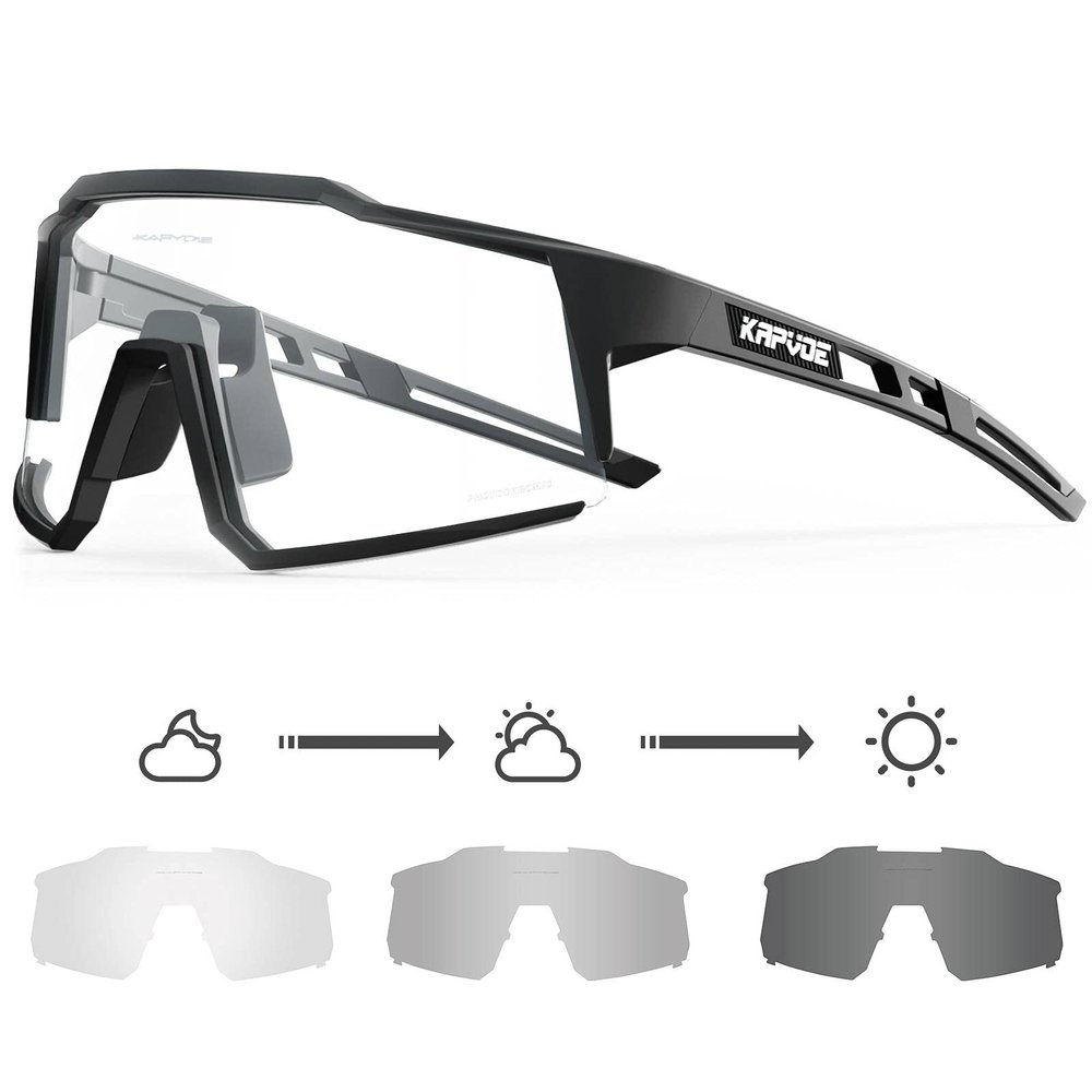 KAPVOE Photochromic Cycling Glasses MTB Clear Mountain Bike Transition Bicycle Sunglasses for Men Women - K9022