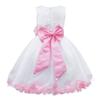 Linjinx Kids Girls Floral Petals Flower Girl Dress Satin Tulle Wedding Bridesmaid Pageant Party Dresses Ball Gown Pink A 4 Years view 3