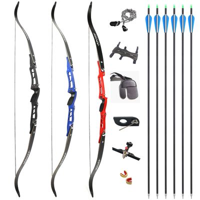 66 Inch ILF Recurve Bow 20-40Lbs Metal Riser Competition Athletic Recurve Bow ILF Bow Riser and Limbs Right Hand Hunting Longbow (20 Lbs, Black/Type 2)