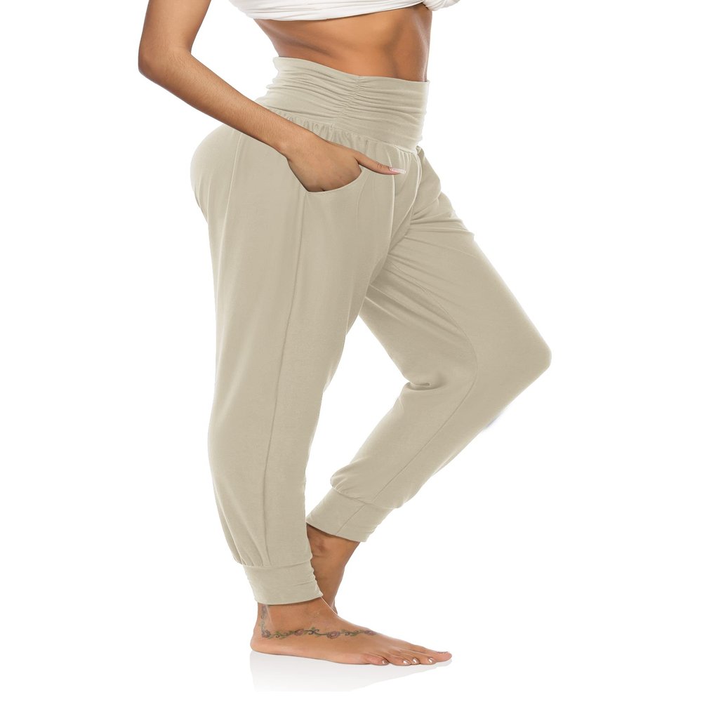 DIBAOLONG Womens Yoga Sweatpants Loose Workout Joggers Pants Comfy Lounge Pants with Pockets Apricot L