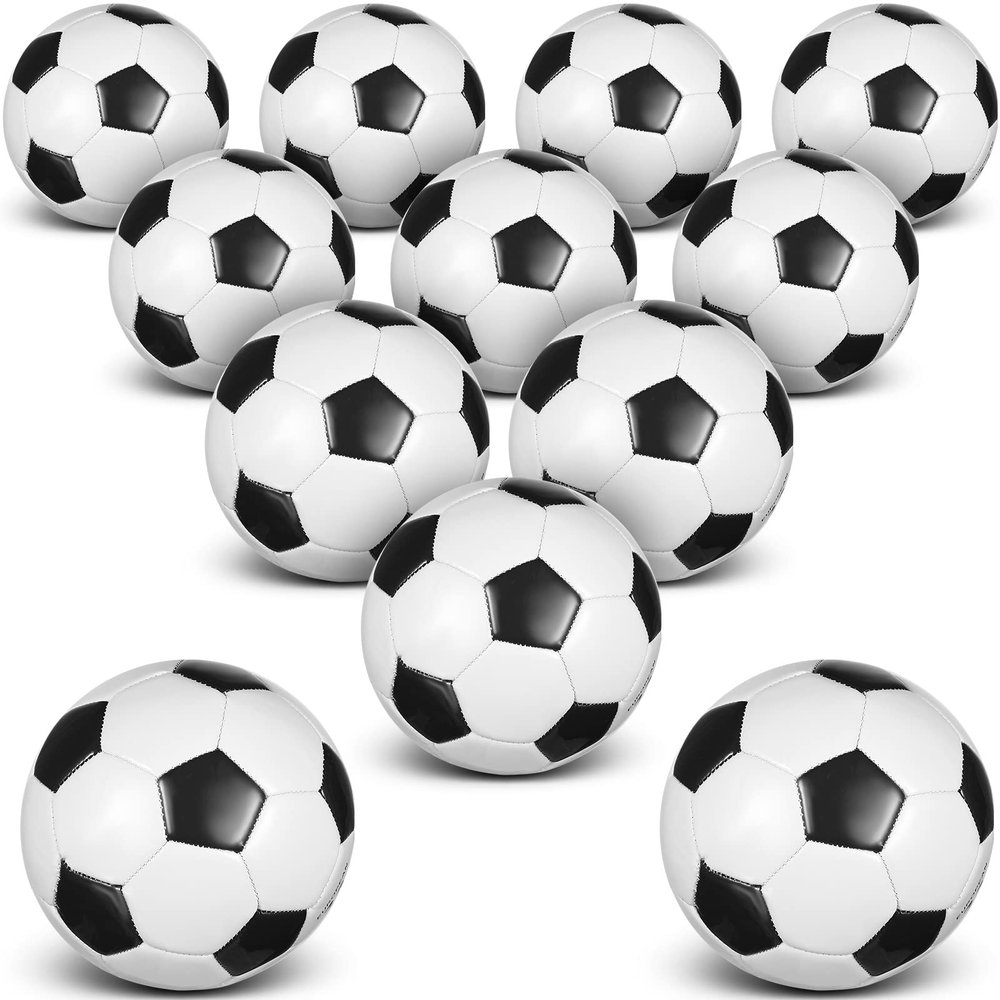 HyDren 12 Packs Soccer Ball with Pump Official Size Soccer Ball for Indoor Outside Training Practice Sport Gift Charity Donation(Size 4,Black, White)