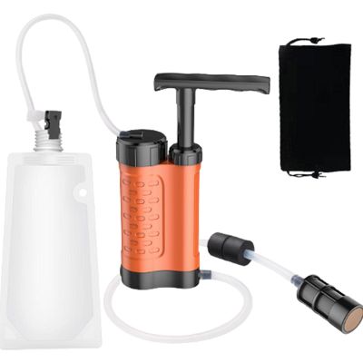 Naysku Water Purification System for Survival, Portable Water Filter System, Water Purification Survival Gear, Lightweight Hand-Pump Water Filter for Backpacking Hiking Camping Travel