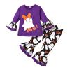 Boutique Clothing for Tween Girls Toddler Kids Girls Outfit Cartoon Halloween Letters Prints Long (Purple, 18-24 Months) view 1