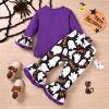 Boutique Clothing for Tween Girls Toddler Kids Girls Outfit Cartoon Halloween Letters Prints Long (Purple, 18-24 Months) view 3