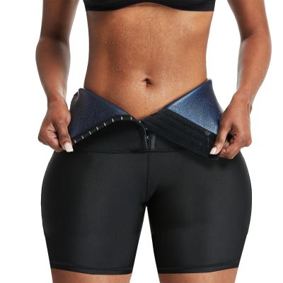 BODYSUNER Sauna Sweat Shorts Pants Compression Workout Gym Exercise Waist Trainer Body Shaper Thighs Tummy Control (Blue, 2XL3XL)