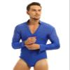 RUNQHUI Men's Shiny Rhinestones Latin Tango Dance Leotard Shirt Stage Performance Dancewear Shirt Tops Royal Blue X-Large view 2