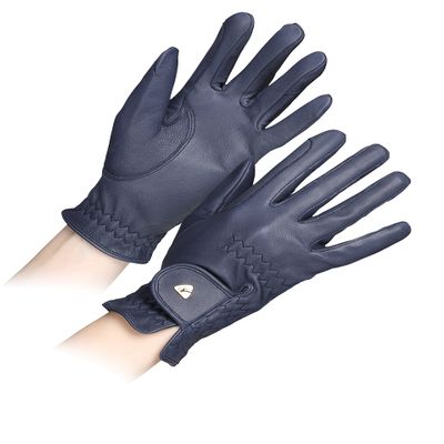 Aubrion Shires Equestrian Leather Riding Gloves - Childs (Navy, Large)