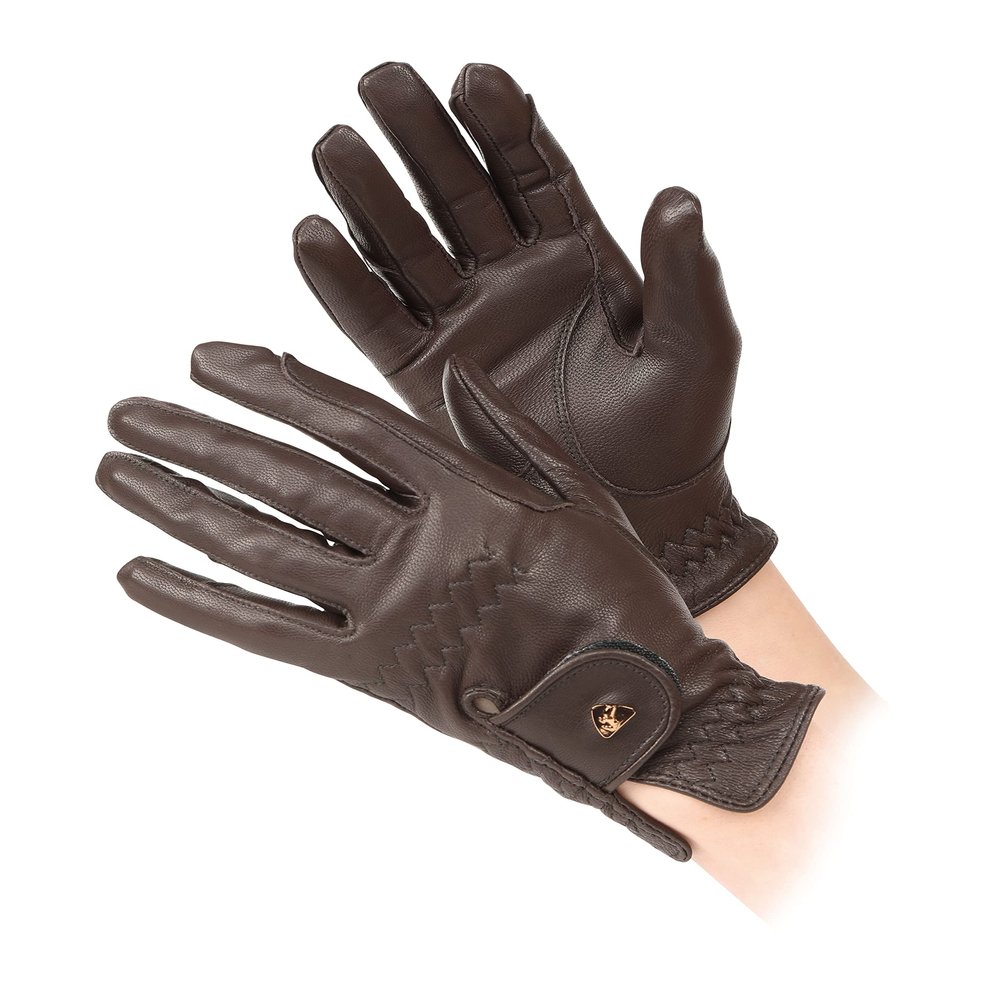 Aubrion Shires Equestrian Leather Riding Gloves - Childs (Brown, Medium)