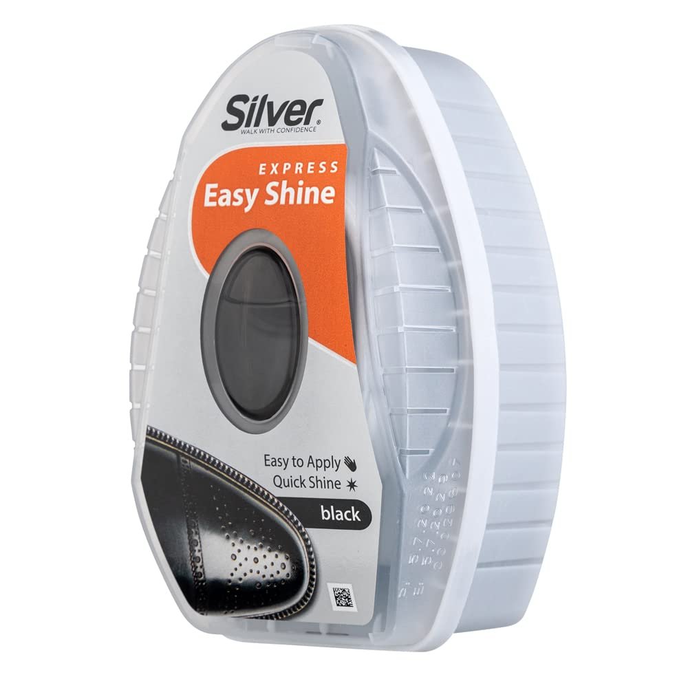Silver Express Shoe Shine Sponge - Instant Shine Shoe Polish For Shoes, Boots & More - Quick and Easy Shoe Shiner - 6ml (Black)