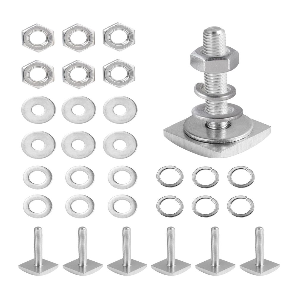 T Slot Bolts for Thule, Yakima Roof Rack Cross Bars, Platform, Cargo Basket, Stainless Square T Track Bolt Adapter to Secure Bike/Ski/Kayak Rack, Solar Panel, Awning, M6x35mm, 4mm Thickness