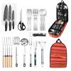 Camping Cookware Storage Bag - Camping Cooking Utensils Set Bag Camping Tool Portable Storage Bag Suitable for Knife, Fork, Spoon, Chopping Board, Chef's Knife,Kitchenware Storage view 1