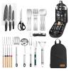 Camping Cookware Storage Bag - Camping Cooking Utensils Set Bag Camping Tool Portable Storage Bag Suitable for Knife, Fork, Spoon, Chopping Board, Chef's Knife,Kitchenware Storage view 1