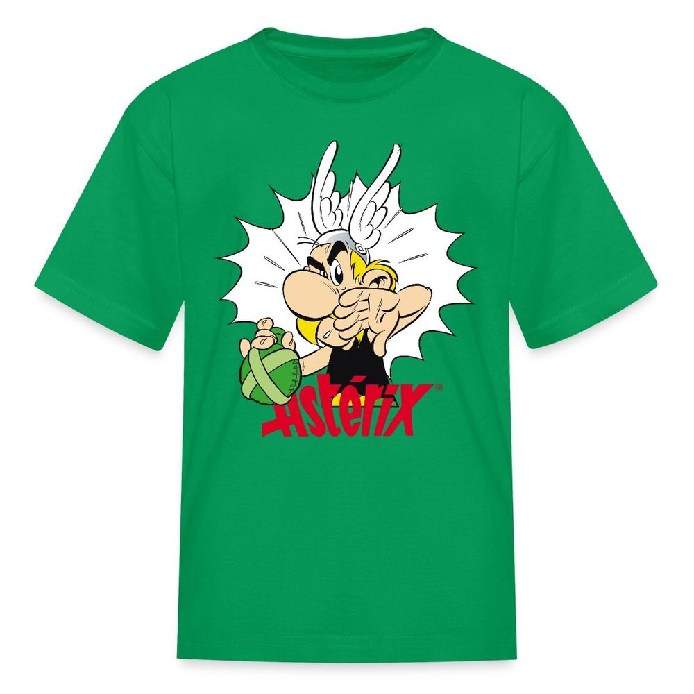 Spreadshirt Asterix & Obelix Asterix Elixir Licensed Kid's T-Shirt, S, Kelly Green