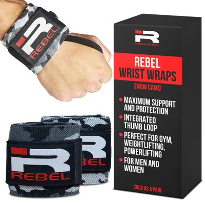 Iron Rebel Wrist Wraps for Weightlifting (Pair) - Heavy Duty Wrist Support for Gym, Powerlifting & Bodybuilding - Professional Compression Wrist Brace for Men & Women, Bench Press & Strength Training
