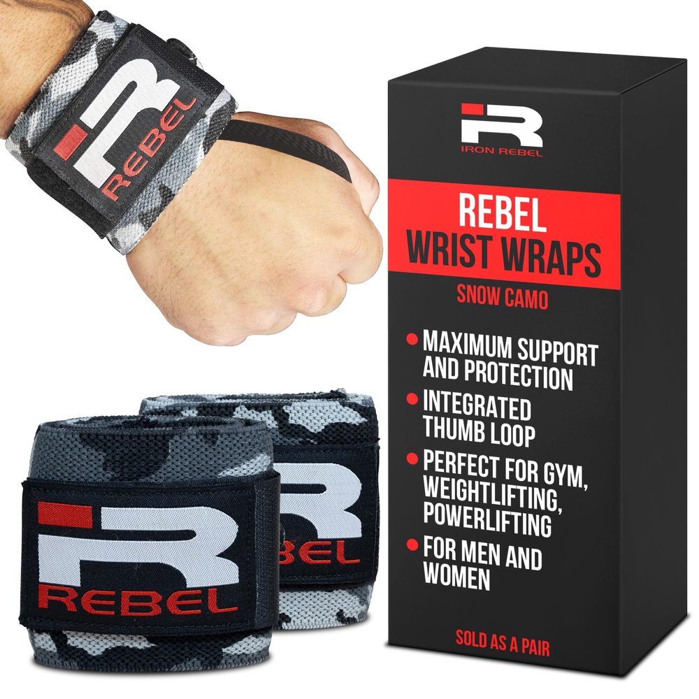 Iron Rebel Wrist Wraps for Weightlifting (Pair) - Heavy Duty Wrist Support for Gym, Powerlifting & Bodybuilding - Professional Compression Wrist Brace for Men & Women, Bench Press & Strength Training