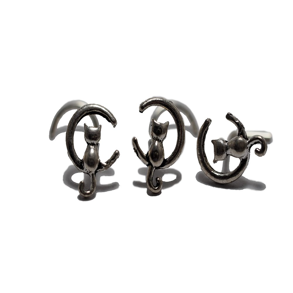 18, 20 Gauge Nose Stud,Cat on the moon Nose Stud,Animal nose screw, Jewelry Nose Stud, Body Piercing Jewelry, Nose Piercing, Body Jewelry (20g L Bend)