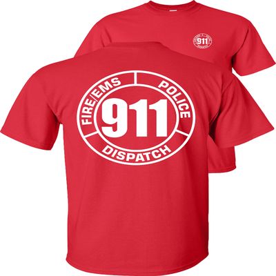FAIR GAME 911 Operator T-Shirt 911 Dispatch Fire EMS Police Circle-Red-S