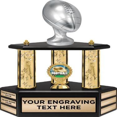 Crown Awards 18" Silver Football Gold Stars Perpetual Trophy